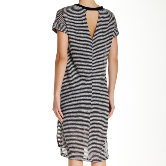 Nordstrom Lush Grey Striped Knit Midi-Dress w/slit - Picture 2 of 6
